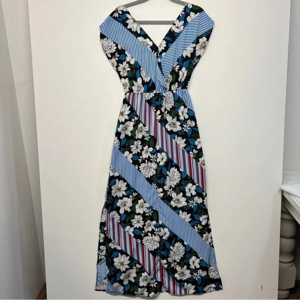 Bobeau Maxi Dress Stripe Floral S‎